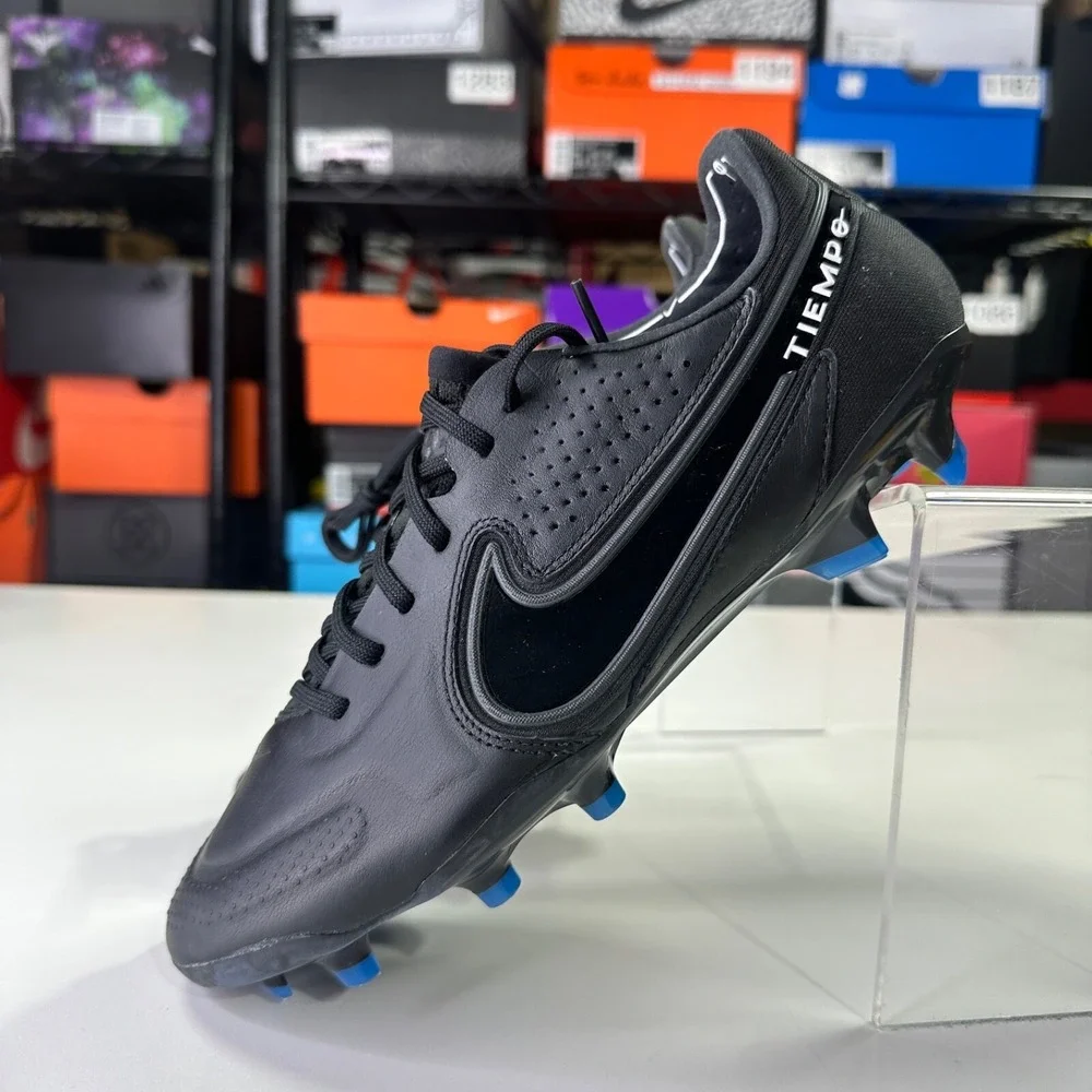 NIKE TIEMPO LEGEND 9 ELITE FG BLACK-DARK SMOKE GREY-BLUE SZ 6.5 [CZ8482-001]